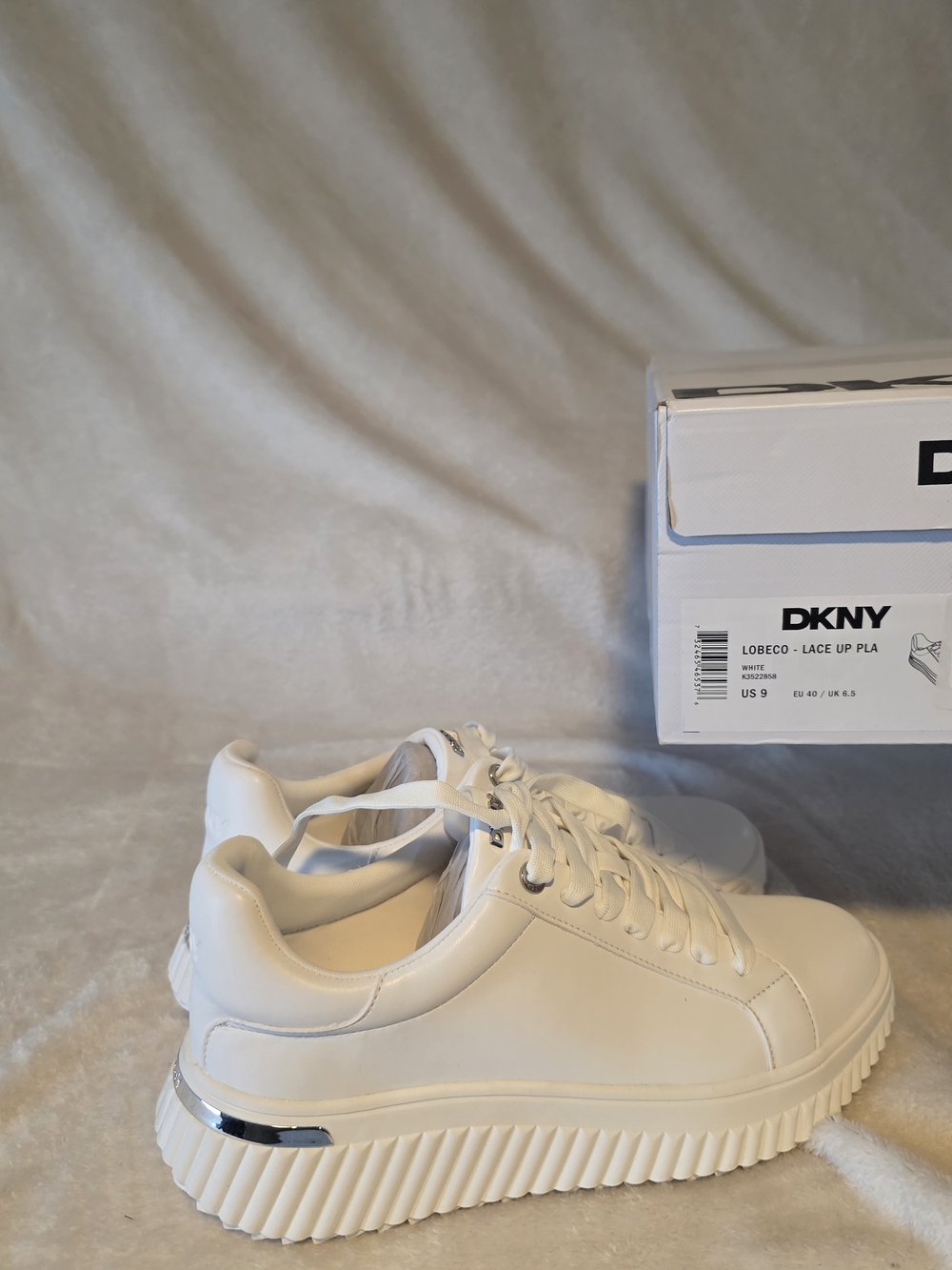 DKNY Kids White Platform Lace-Up Sneakers